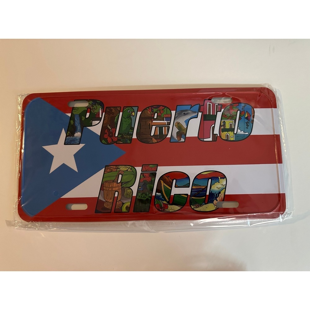 Puerto Rico Flag Collectible Automobile License Plate Tag Heritage
